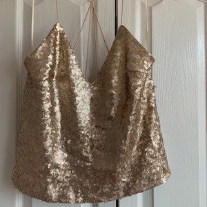 Rose Gold Sequin Crop Top - Small